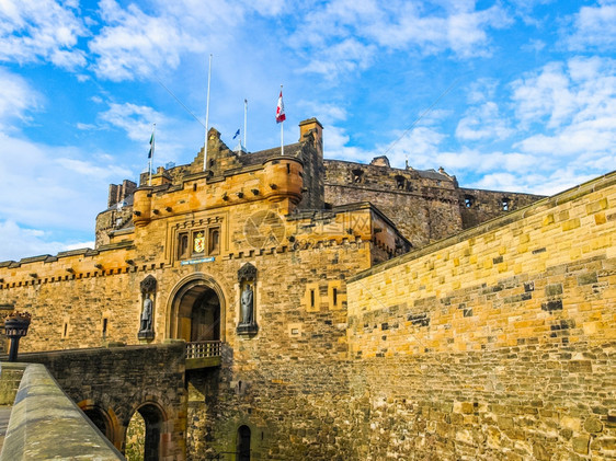 爱丁堡HDR高动态范围HDR爱丁堡城堡在苏格兰大不列颠英国图片
