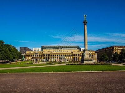 SchlossplatzCastle广场Stuttgart人类发展报告高动态范围德国斯图加特的Schlossplatz广场人类发图片