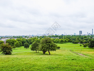 伦敦报春花山HDR高动态范围HDR报春花山公园在英国伦敦背景图片