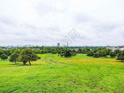 伦敦报春花山HDR高动态范围HDR报春花山公园在英国伦敦背景图片