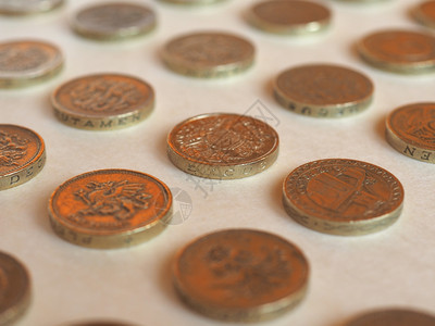 英镑硬币联合王国英镑硬币联合王国货币有选择重点的视角图片