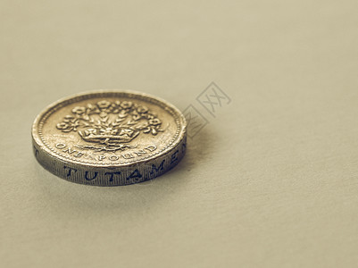 英镑硬币的宏观形象图片