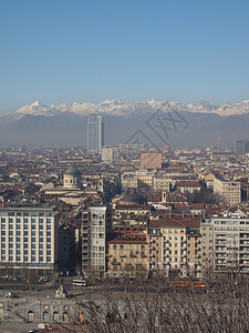 意大利都灵市空中观察从山丘上看到图片