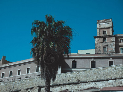 CagliariCastello区akaCastedduesusu意指萨德的上堡意大利卡亚里中世纪城市心图片