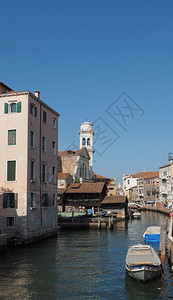 威尼斯之景意大利威尼斯运河上的市图片