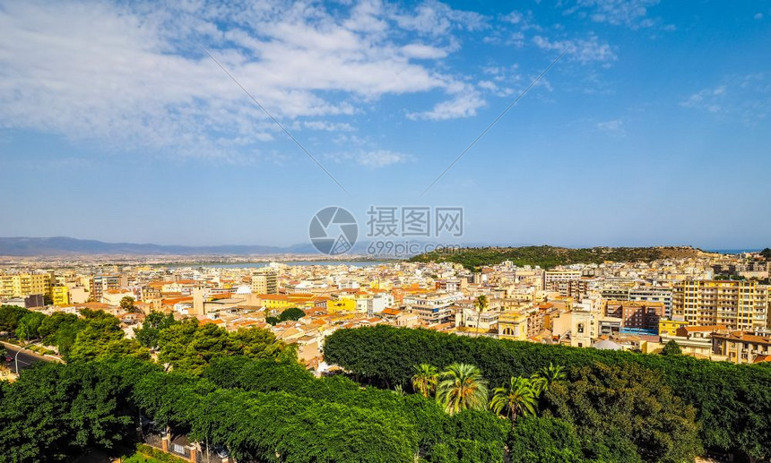Cagliarihdr的空中观察意大利Cagliari市的空中观察充满活力的高动态范围图片