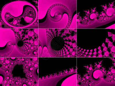 粉红分形背景粉红抽象分形插图背景九种不同的观点拼图图片