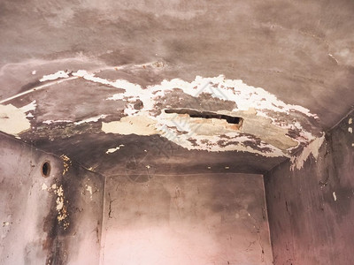 潮湿水和渗入墙壁保险库天花板所造成的损害图片
