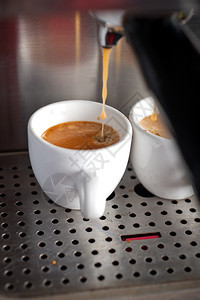 意大利咖啡与专业机器宏观图片