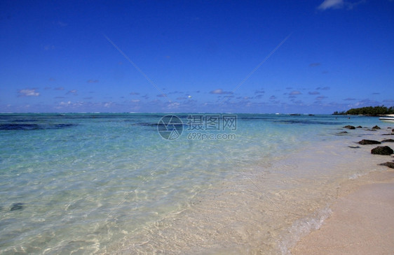 毛里求斯美丽的海滩洋和天空图片