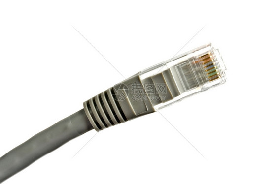 计算机网络白色背景上隔离的计算机网络电缆图片