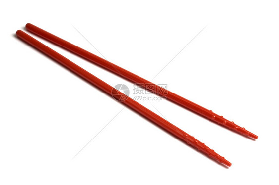 白色背景的红筷子图片