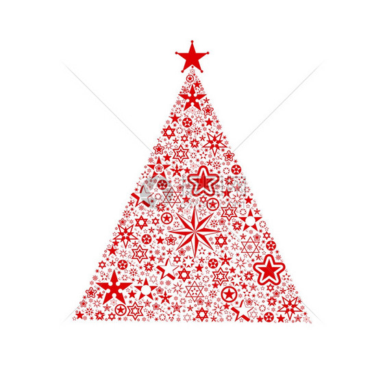美丽的圣诞装饰白孤立的星树图片