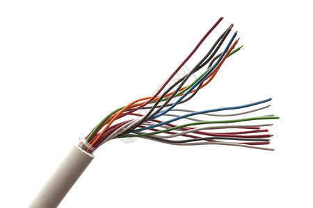 白色电线白xA上的多彩电缆背景