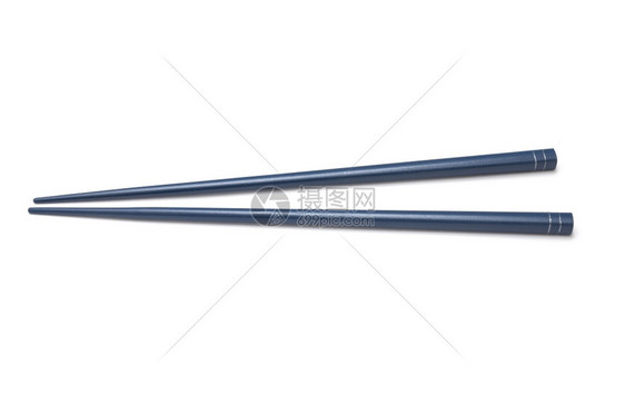 白色背景的蓝筷子图片