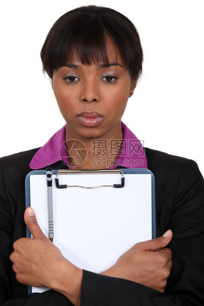 持有纸条的非裔美洲女商人图片