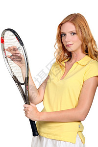 网球拍女孩图片