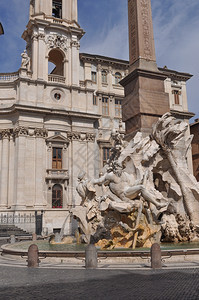 罗马四大河的丰塔纳河FontanadeiQuattroFiumi意为纳沃纳广场四条河流的喷泉由吉安洛伦佐贝尔尼尼于1651年设计图片