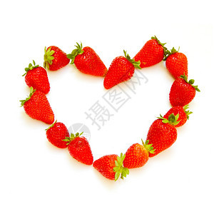 复古的草莓心复古风格的心形图案红色草莓覆盖白色图片
