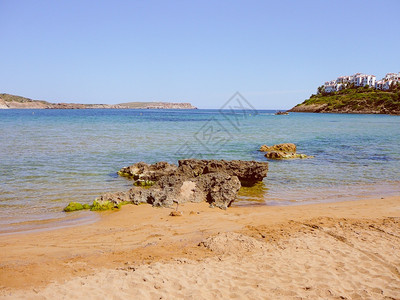 西班牙马约卡附近地中海的Mirica或MenorcaBalearic岛的景象图片