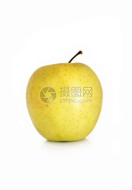 白色背景上的黄苹果图片