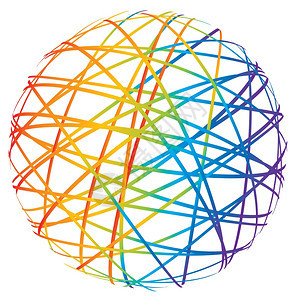 白背景上的颜色线抽象球体图片