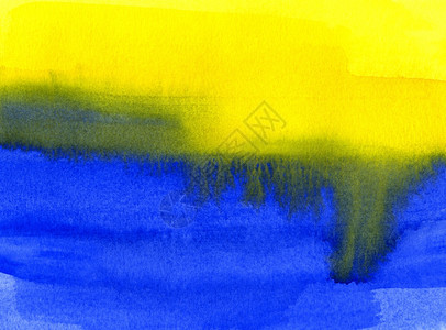 明亮的抽象蓝色和黄水彩背景图片