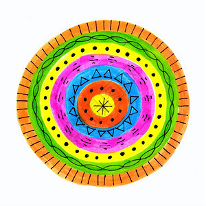 白背景上孤立的圆形图案抽象色彩化形状图片