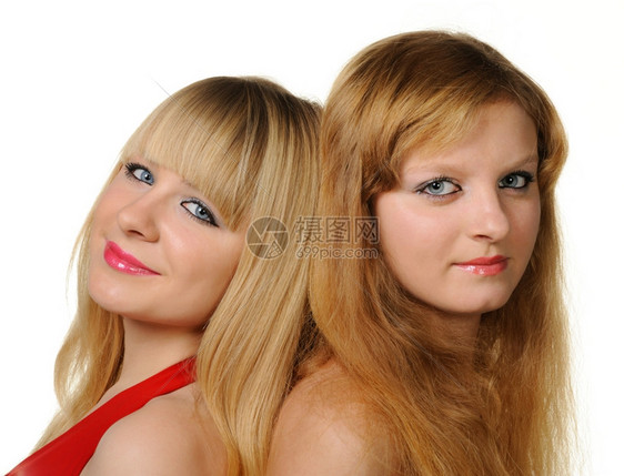 两个女朋友年轻女孩一张合影图片
