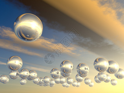 有反射的球体未来的效天空图片