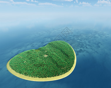 以心为形式的岛屿3D图片