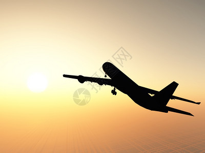 飞机对着太阳飞行图片