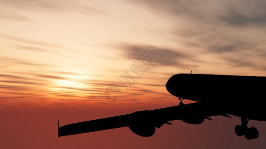 飞机在日落时的画面细节图片