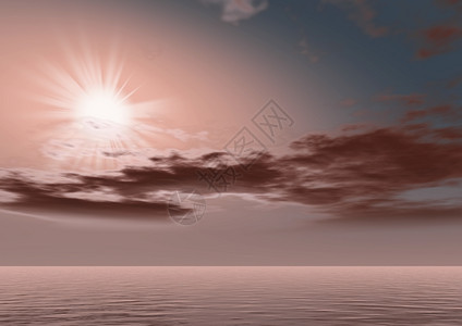 奇异的外星人日出在抽象色彩的水面上棕色阳光照耀着棕色的太阳图片
