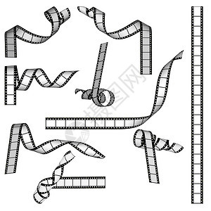 35毫米胶片碎白色背景上的分离碎片图片