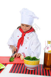 穿制服的小厨师白背景孤立图片