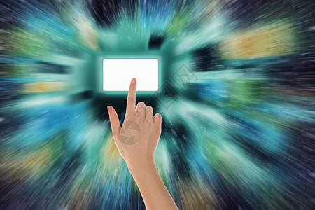 ppt圆形按钮手指推动虚拟键盘按钮的图片背景