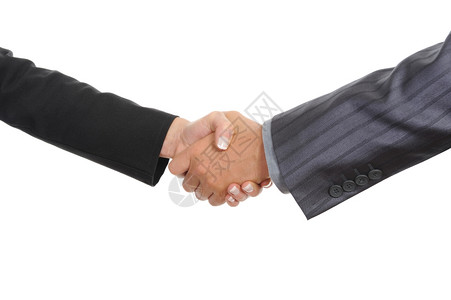 与两个商业伙伴握手图片