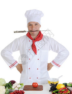 餐厅厨师白背景孤立图片