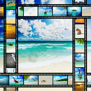 带有热海滩美丽的假日照片电影带图片