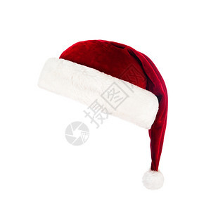 红色圣诞老人帽子在白色背景中被孤立图片