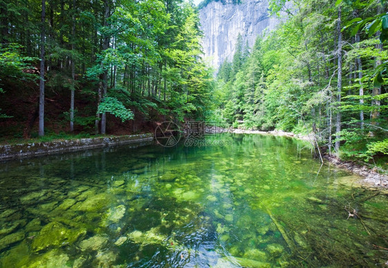 美丽的夏日天阿尔卑斯湖托普利茨西emerald绿色视野奥地利图片