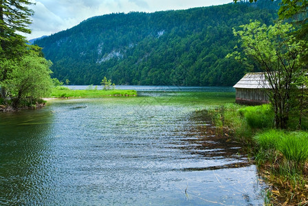 美丽的夏日天阿尔卑斯湖托普利茨西风景奥地利图片