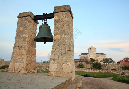 Chersonesos古城和圣弗拉基米尔大教堂塞瓦斯托波尔克里米亚乌兰晚钟图片