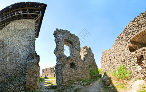 Nevytsky城堡废墟夏季景象(Kamyanitsa村,乌日霍罗德以北12公里,Zakarpattia Oblast,乌克兰)图片