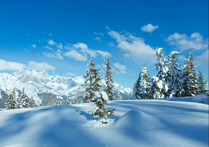 冬季山林风雪景观帕佩格诺巴恩山顶奥地利费尔兹穆斯图片