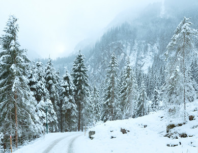 雪山覆盖的景观包括乡村道路图片