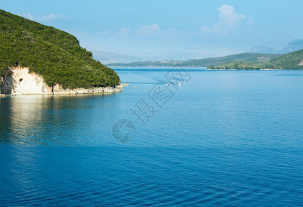 夏日Lefkada海岸线景观希腊Nydri图片