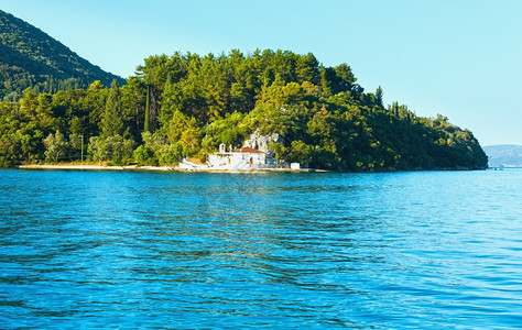 夏日莱夫卡达海岸风景希腊尼德里海滩的景象图片