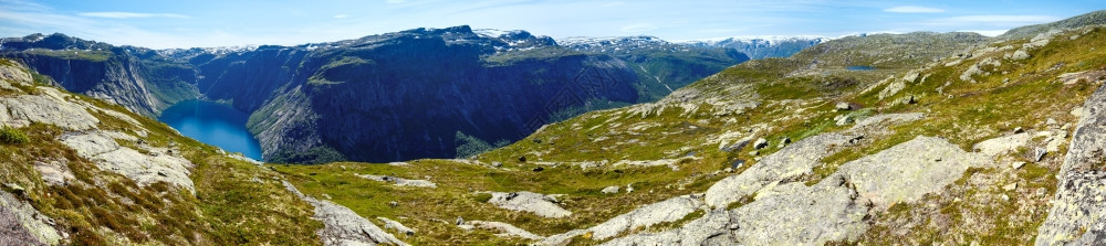 Ringedalsvatnet湖夏季全景挪威奥达图片